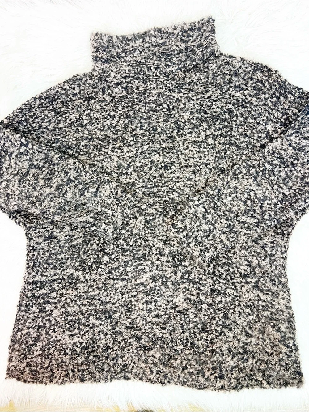FREE PEOPLE SHE’S ALL THAT BROWN BLACK MOCK NECK ALPACA  SWEATER WOMENS SMALL